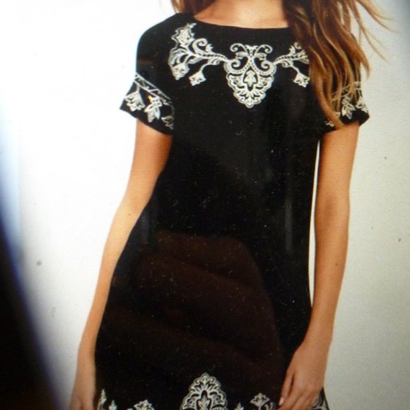 Lulus Dresses & Skirts - Lulus Tale to Tell Black Embroidered Shift Dress